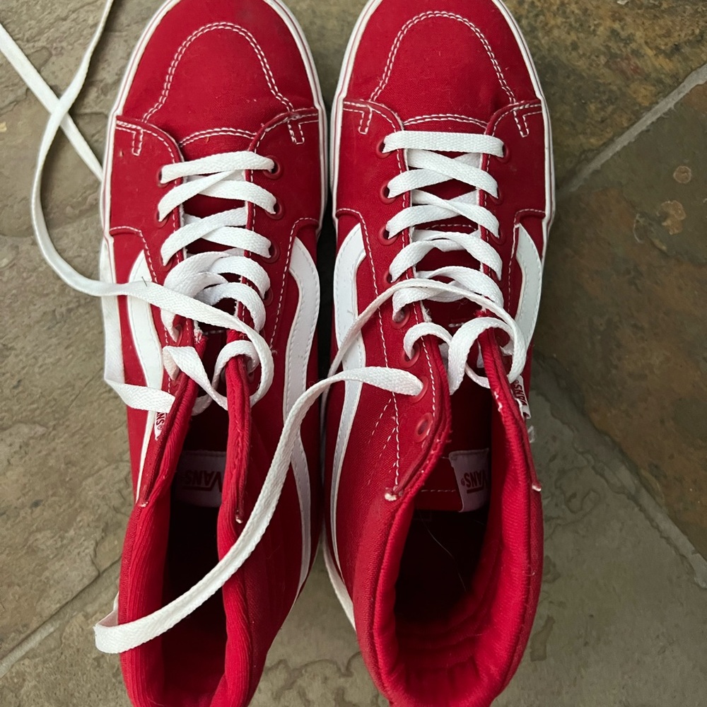 Women’s red high top vans 9.5